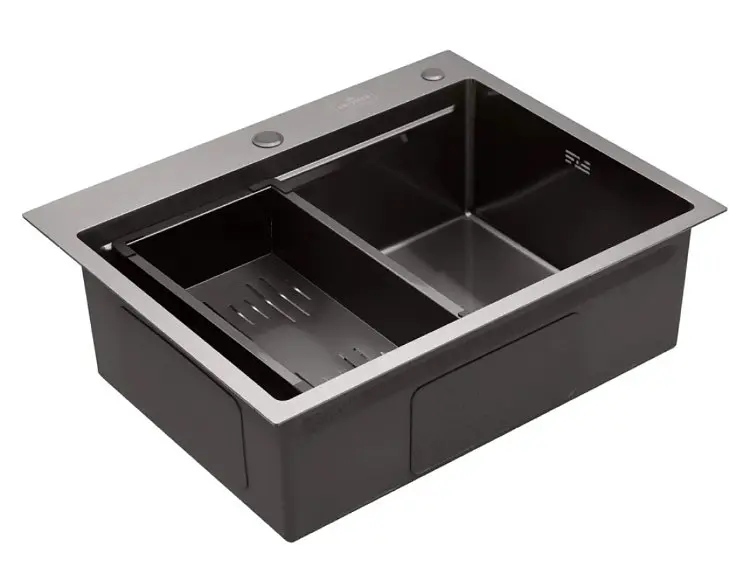 Кухонна мийка Kroner KRP Schwarze - 6350HM PVD (3.0/1.0 мм) (CV031453) - фото 2