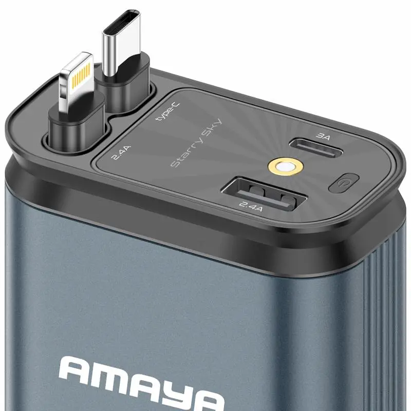 АЗП ACC-CL11 PD57.5W+QC3.0 (1USB-A/1C) з retractable cable Type-C + Lightning Gray Amaya teh0029948 - фото 2