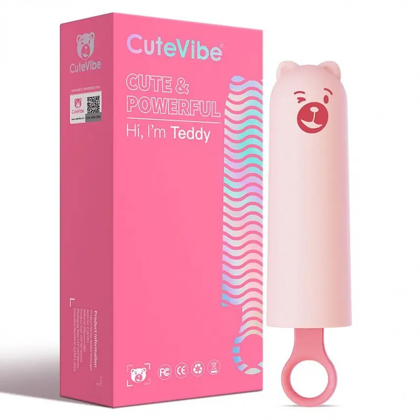 Вібратор CuteVibe Teddy Pink Black Dildo – Реалістичний під виглядом морозива - фото 4