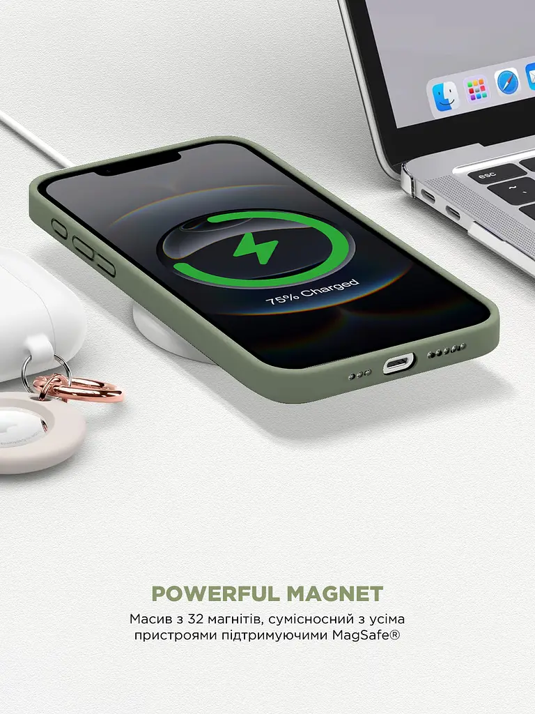 Силиконовый чехол с MagSafe для Apple iPhone 16e/17e, ICON2 MagCase, зеленый, противоударный, панель с мягкой подкладкой, защита всего корпуса, поддержка беспроводной зарядки, совместим с защитными стеклами и пленками, ArmorStandart (ARM83971) - фото 8