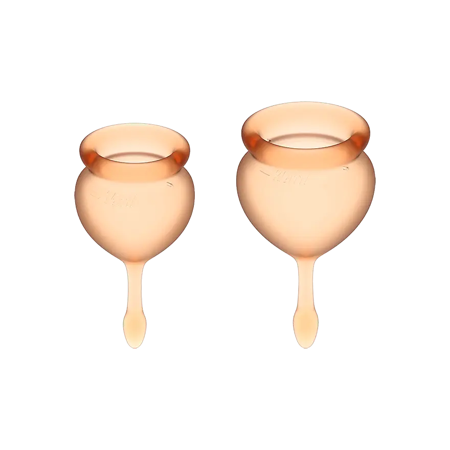 Satisfyer Feel Good-набір менструальних чаш, 15 мл і 20 мл (Помаранчевий)