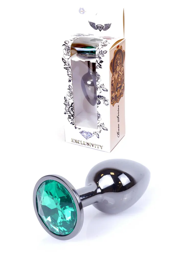 Анальна пробка Jawellery Dark Silver PLUG Green Boss Series 64-00033 98288