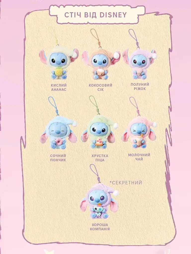 Іграшка сюрприз м'який брелок Лабубу Стич 15см lububu Stitch Eat Something Before Sleep Series лялька - фото 9