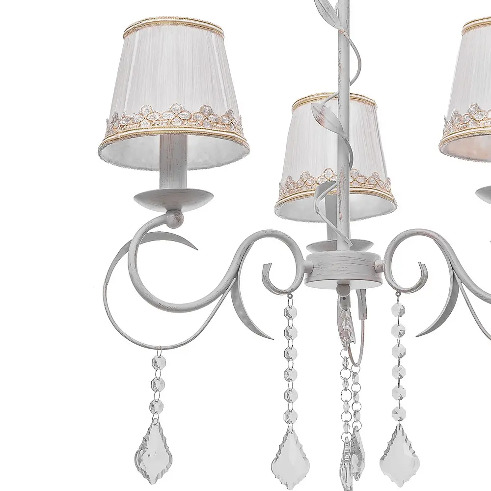 Люстра подвесная Brille прованс с абажуром E14 40W WH (BKL-667S/3) - фото 2