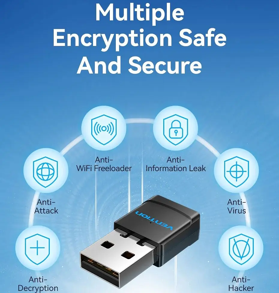 Адаптер WiFi Vention 2.4GHz/5GHz 150/433 Мбіт/с, USB (KDSB0) - фото 8