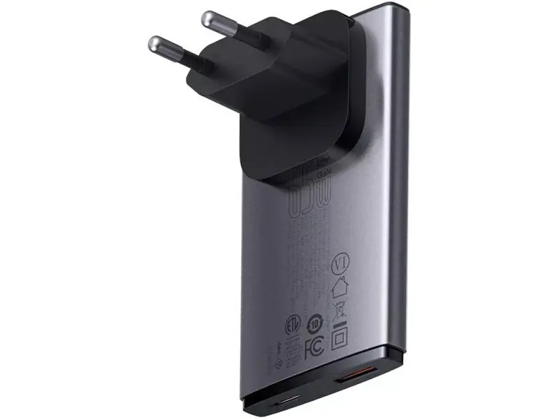 Мережевий зарядний пристрій BASEUS GaN5 Pro Ultra-Slim 65 W + кабель Type-C/Type-C 1 м Gray (CCGP150113) - фото 4