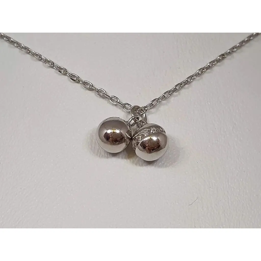 Срібне кольє Аметист Кульки з фіанітами 1231500 - фото 2