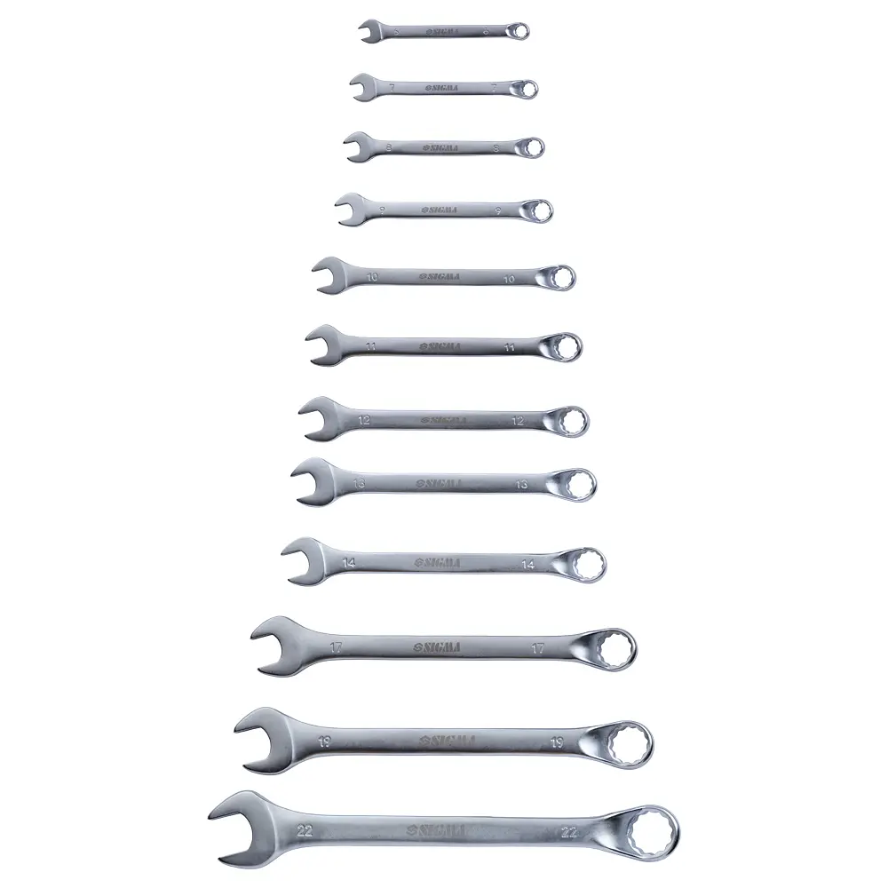 Ключі ріжково-накидні глибокі Sigma 12 шт (7-15, 17, 19, 22 мм) CrV polished (6010241) - фото 4
