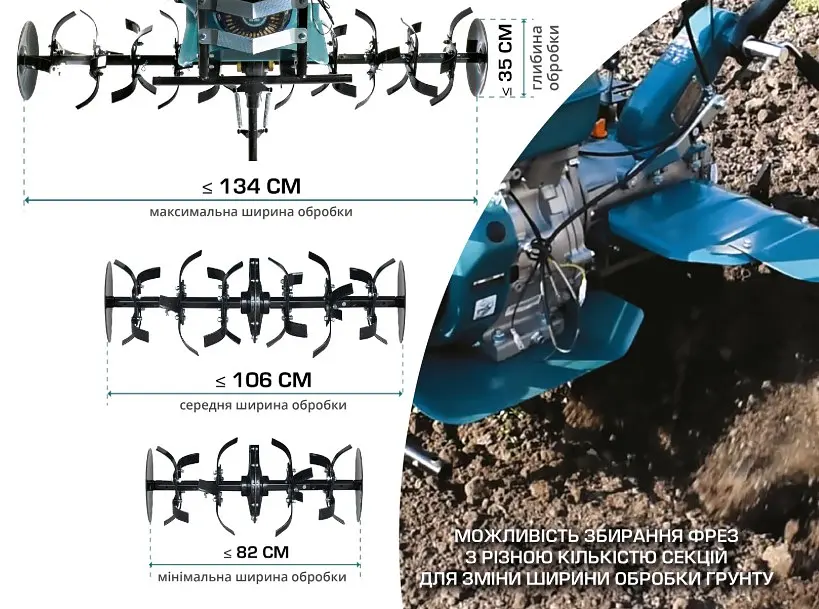 Бензиновий культиватор Konner&Sohnen KS 9HP-1350G-3 (500) - фото 12