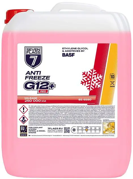 Антифриз 7FLAGS -20°C Super G12+ червоний 10л 7350118360484