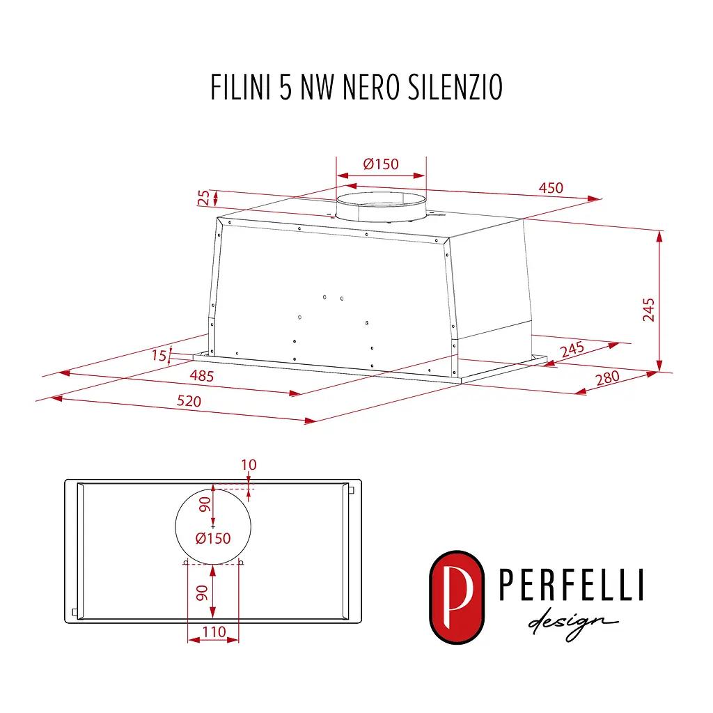 Витяжка повновбудована PERFELLI DESIGN FILINI 5 NW NERO SILENZIO - фото 17