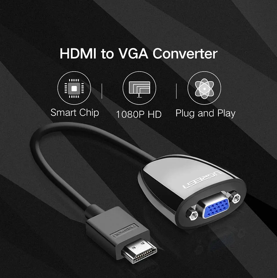 Конвертер-адаптер Ugreen MM105 HDMI to VGA Converter Black (40253) - фото 6