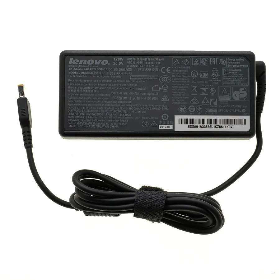 Блок живлення для ноутбука Lenovo 20V, 6A, 120W, USB+pin (Square 5 Pin DC Plug), black (00PC727) (без кабеля!) - фото 3