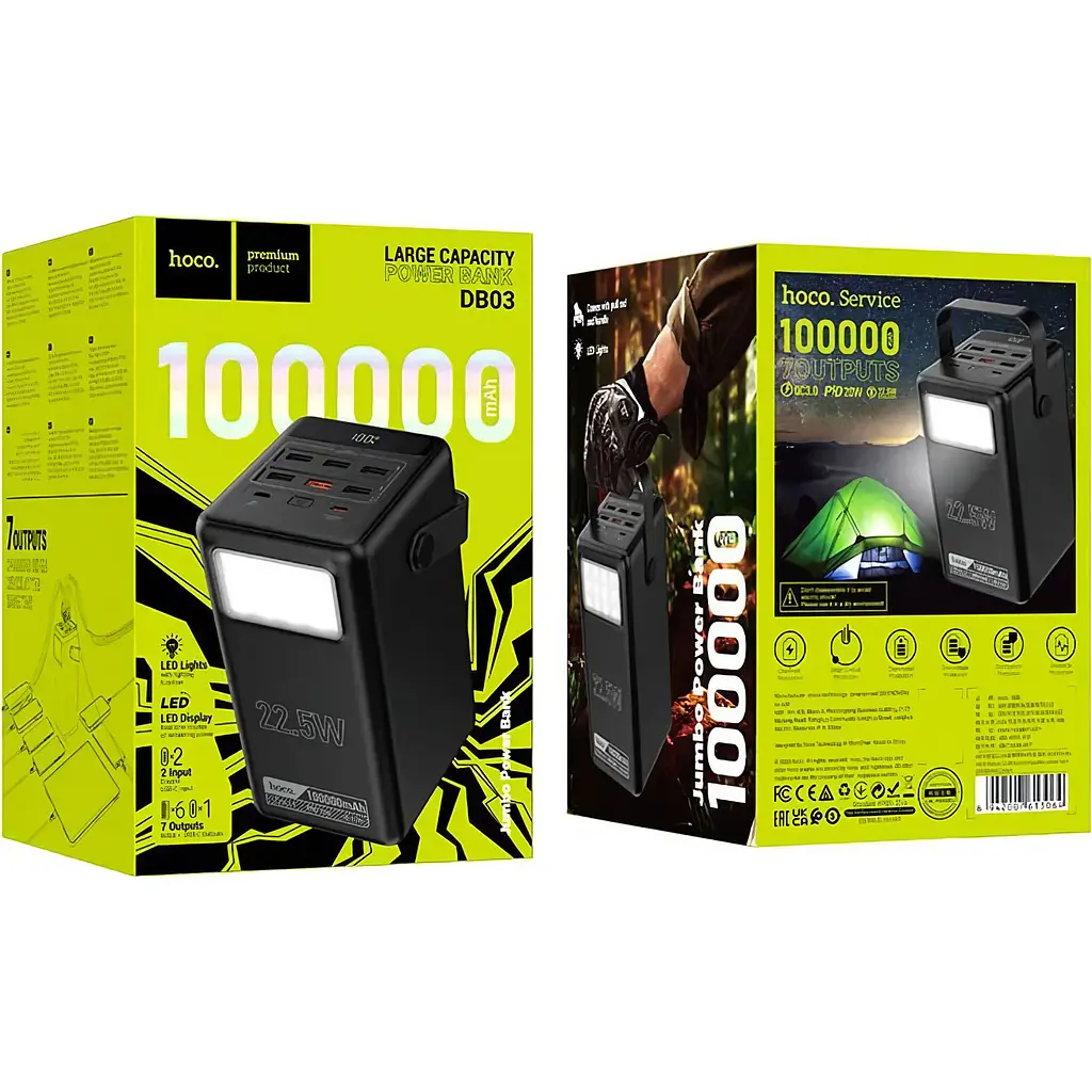 Зовнішній акумулятор Hoco Endure DB03 100000mAh 22.5W Black [121606] - фото 5