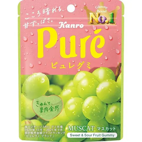 KANRO Pure Gummy Muscat желейки зі смаком мускат, 56 г