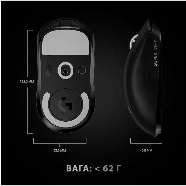 Миша бездротова Logitech G Pro X Superlight Wireless (910-005880) чорна - фото 2
