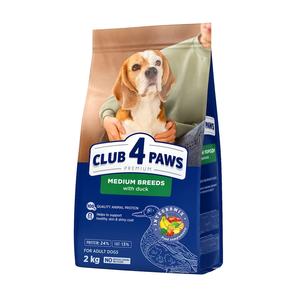 Сухой корм для собак Club 4 Paws Premium для средних пород с уткой 2 кг (4820269144644)