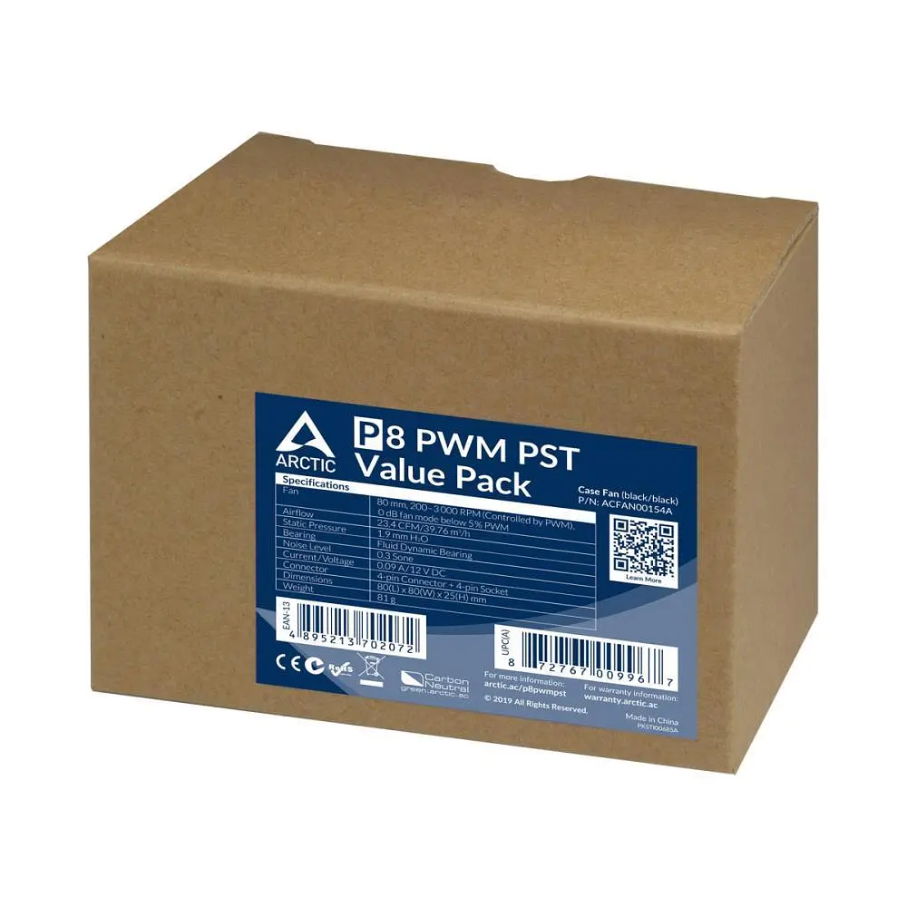 Корпусний вентилятор 80 мм Arctic P8 PWM PST 5pcs ACFAN00154A Black - фото 4