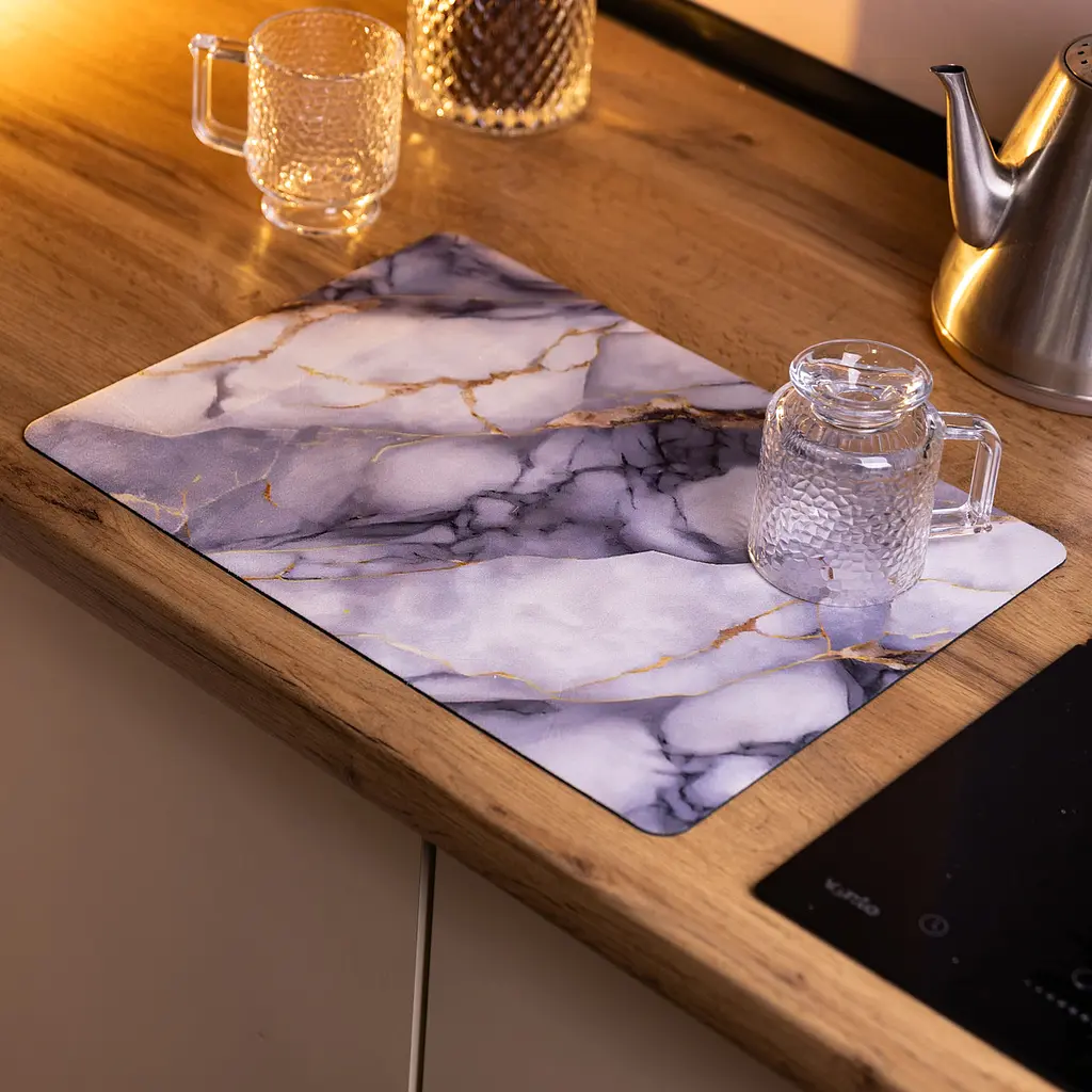 Діатомітовий килимок на кухню для сушіння посуду 30×40 (см) мийний вологопоглинаючий килимок на стільницю для посуду Yiwu HP-42-25 - фото 4