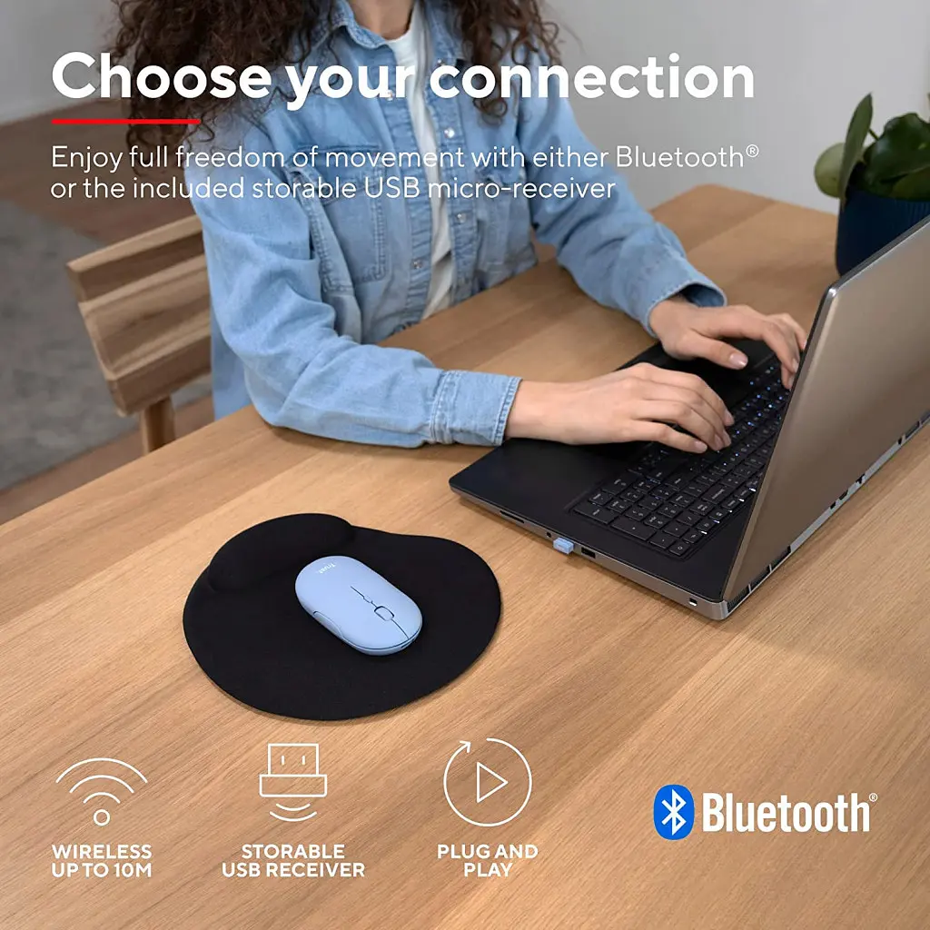 Мышка Trust Puck Wireless/Bluetooth Silent Blue (24126) - фото 12