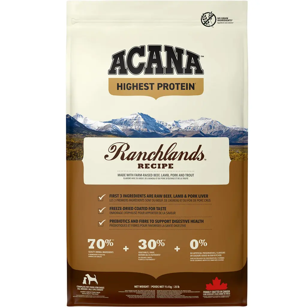 Cухий корм для собак усіх порід Acana Ranchslands Dog з червоним м'ясом 2 кг a54320