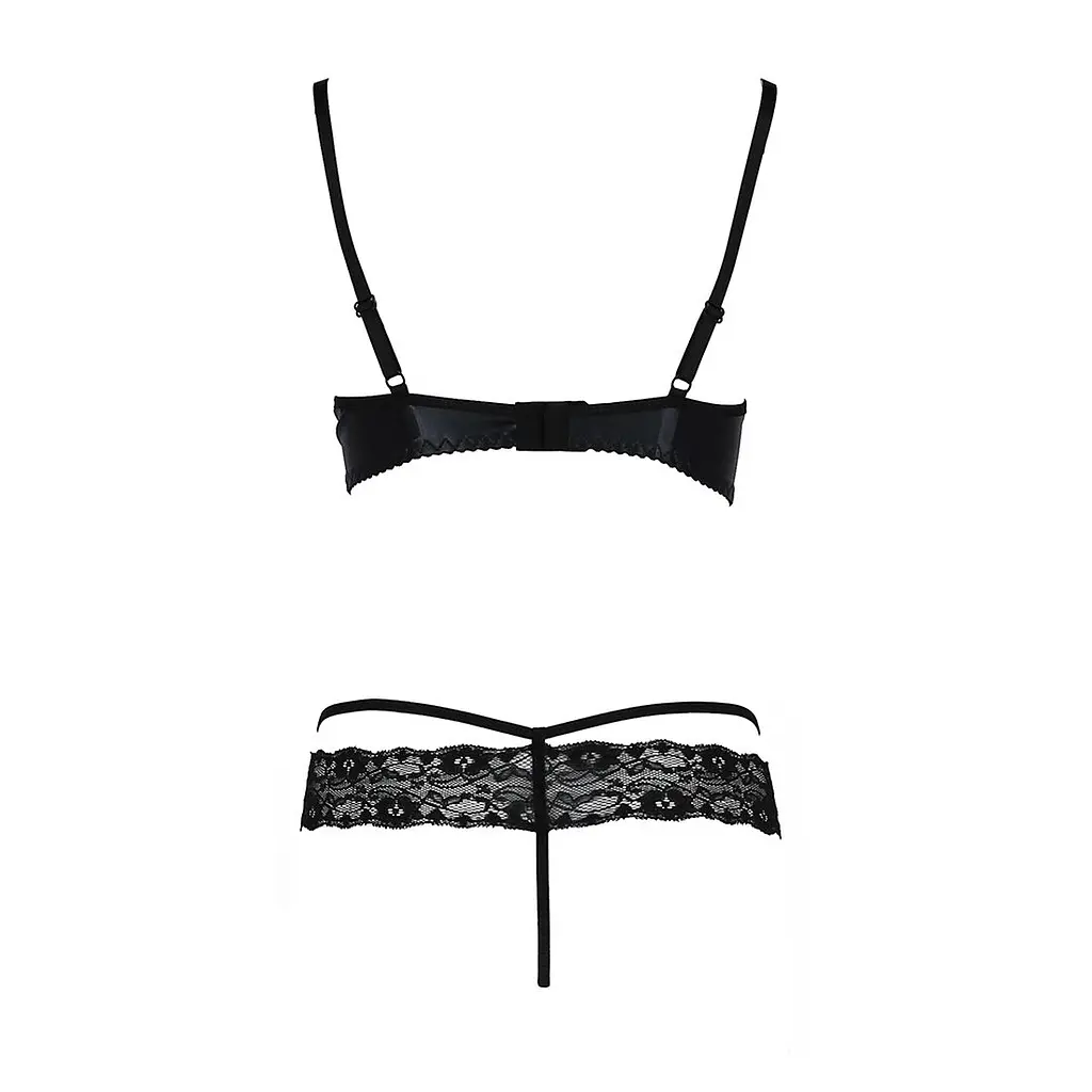 Комплект білизни Passion Exclusive NORTH SET XXL/XXXL, black, ліф і трусики з елементами під латекс - фото 6