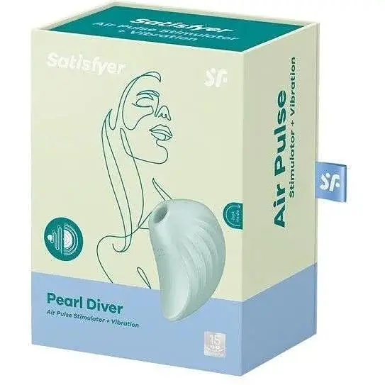 Вакуумный клиторальный стимулятор с вибрацией Satisfyer Pearl Diver Мятный - фото 5