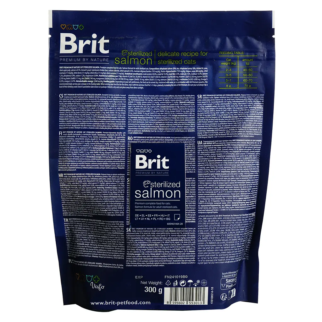 Сухой корм для стерилизованных котов Brit Premium by Nature Cat Sterilized Salmon с лососем 300 г - фото 2