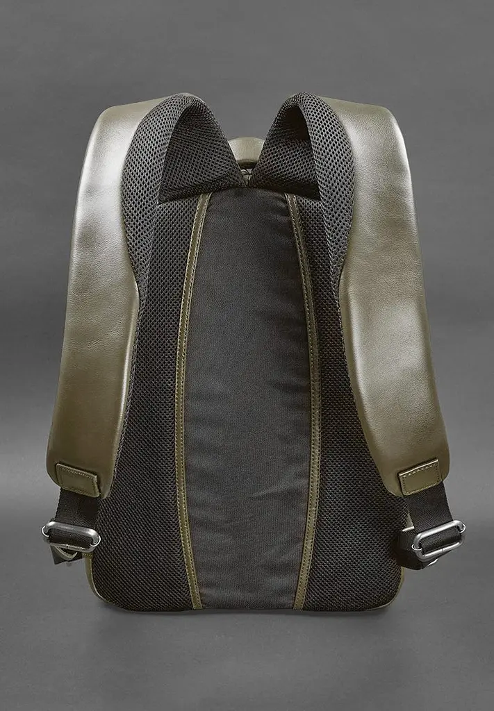 Кожаный рюкзак оливковый краст - фото 6