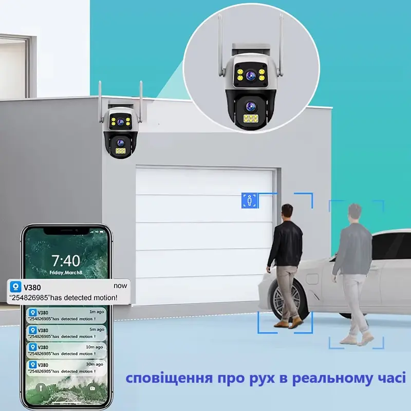 Вулична 4G камера SC11  8Мп 2 об'єктиви підтримка SIM-карт віддалений перегляд сигналізація обертання - фото 7