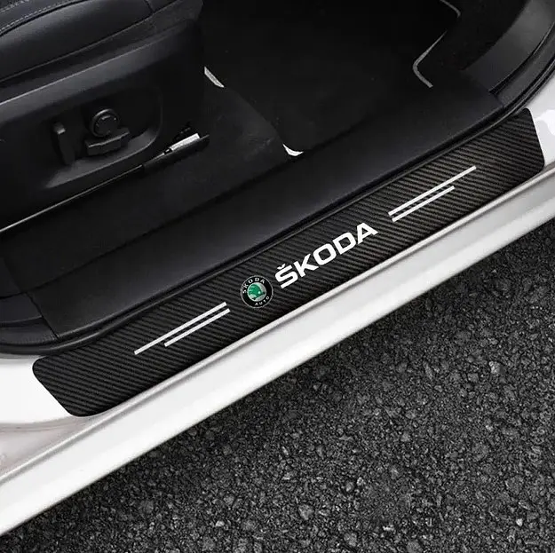 Захисна плівка накладка на пороги для Skoda Чорний Карбон 4 шт - фото 3