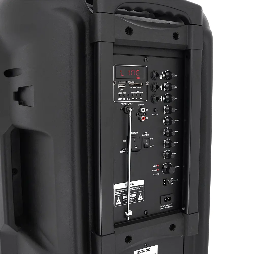 Потужна акустична система з підсвічуванням ZXX - 7878, 60W, 2 Bluetooth мікрофони, вбудований акум 12B 5A, живлення 220в, Black, Box - фото 4