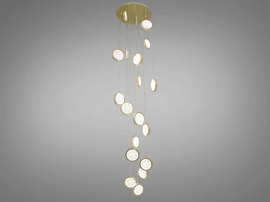 Люстра стельова LED Diasha 3005/18G 120W, 6600 лм, золото, для залу, коридору, вітальні - фото 2