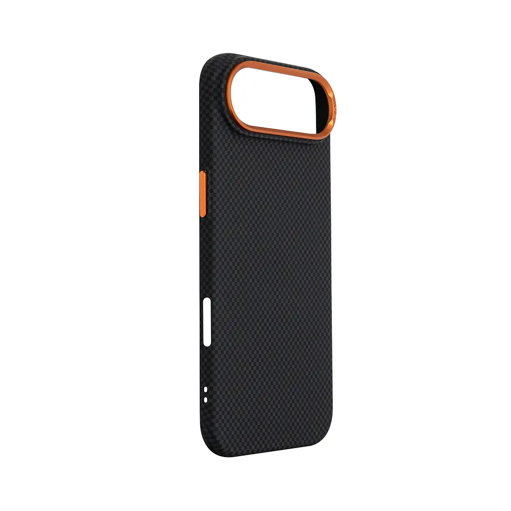 Карбоновый чехол для Apple iPhone 17 Air, LikeCarbon2 SE MagCase, черный, тонкий защитный чехол-панель из поликарбоната с магнитами N52, MagSafe, противоударный, совместим с беспроводной зарядкой, приподнятые края для защиты камеры - фото 3