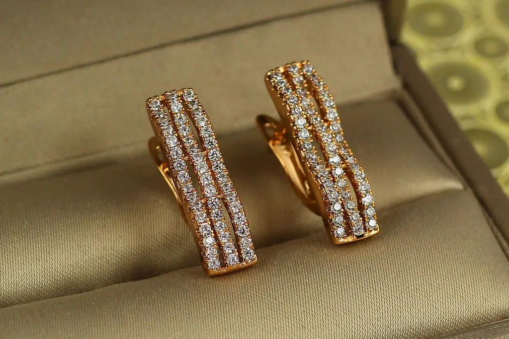 Сережки Xuping Jewelry шезлонг 2 см золотисті