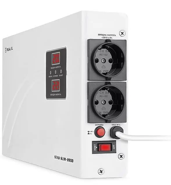 Стабілізатор напруги Real-EL STAB SLIM-2000 White 1600 Вт (EL122400008) - фото 6