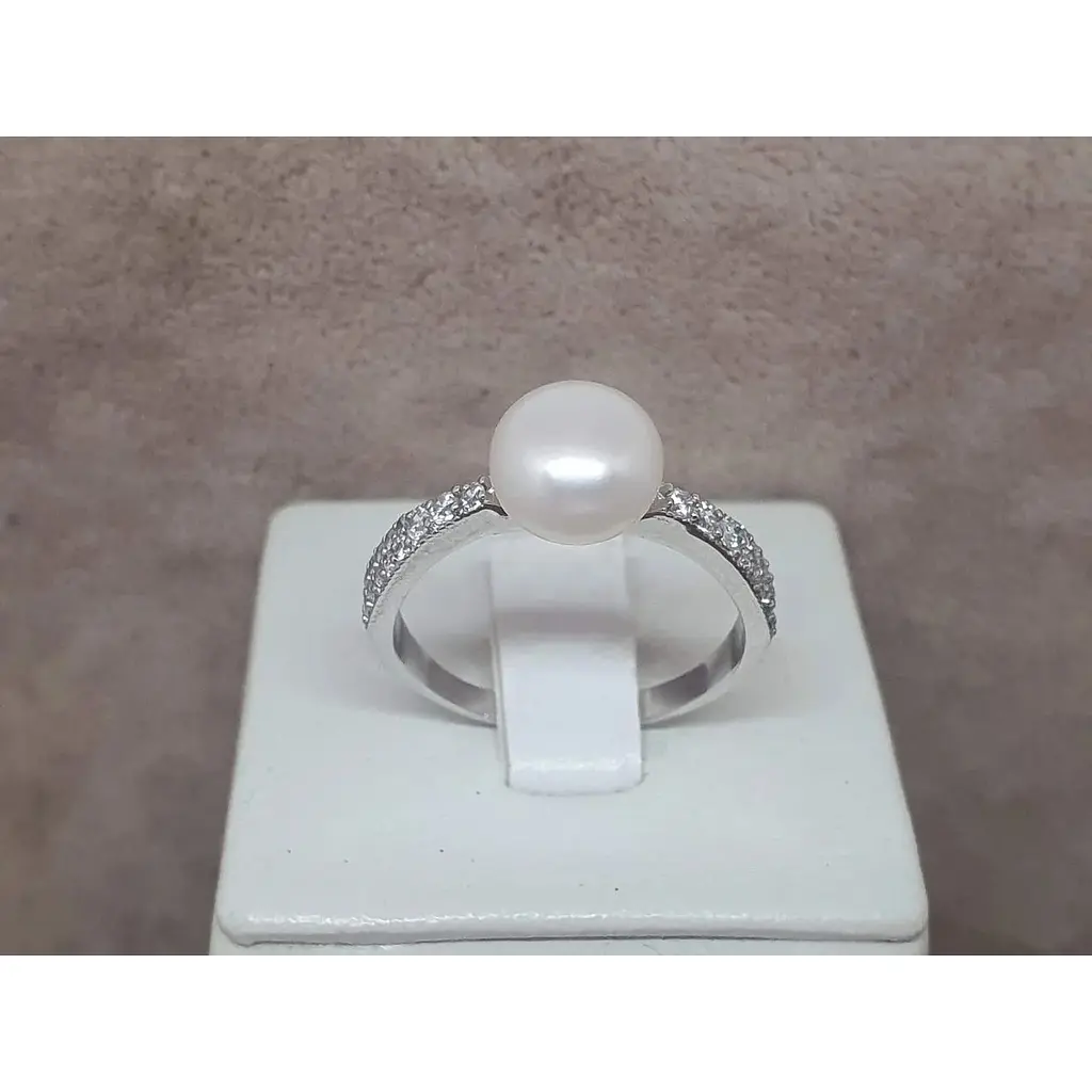 Срібне кільце Qvaliz з перлами і фіанітами. 901-00290-10 19 - фото 5