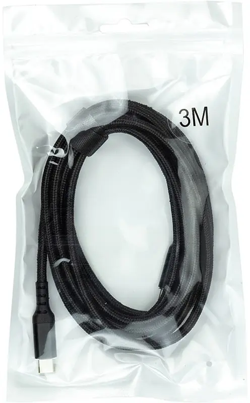 Кабель San Guan USB Type-C - USB Type-C (M/M) PD 60W, 3 м, Чорний (CA914104) - фото 4