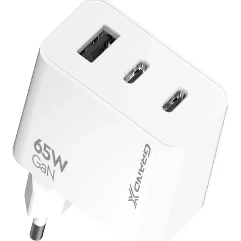 Зарядний пристрій Grand-X GaN 2xUSB-C + 1xUSB 65W PD3.0 QC4.0 AFC SCP FCP white (CH-990W) - фото 4