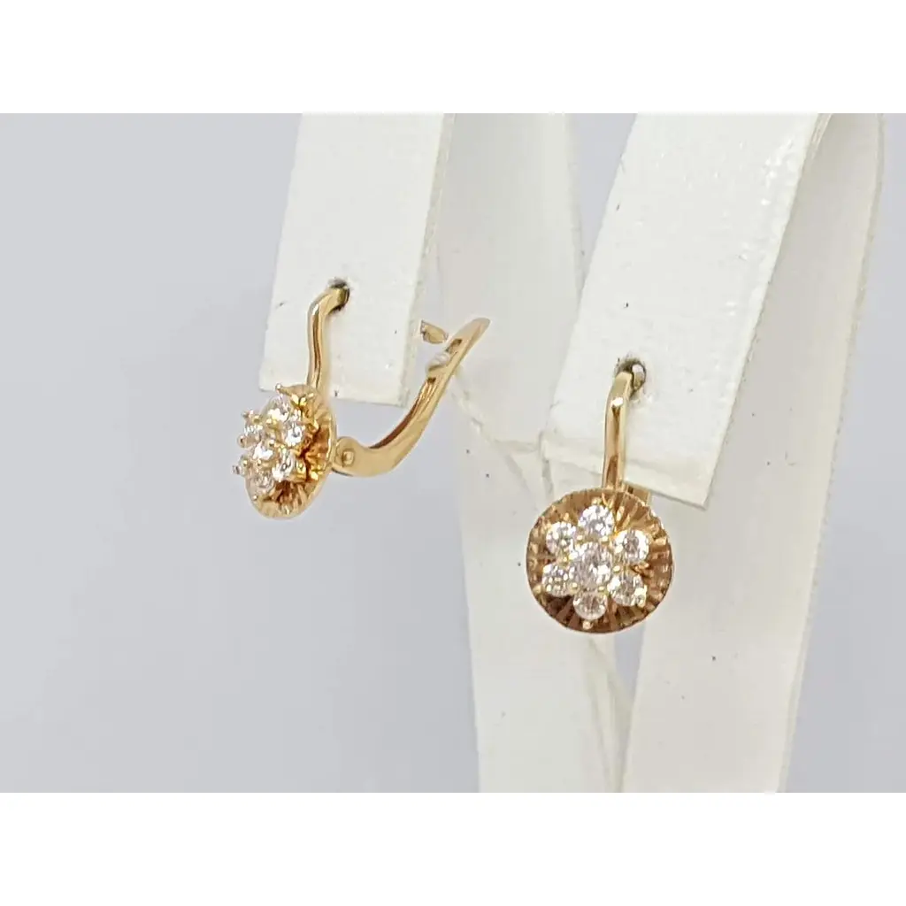 Золотые серьги Столичная Ювелирная Фабрика с фианитами. 110510 - фото 3