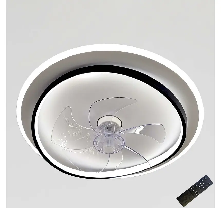 Стельова LED-люстра-вентилятор Artlight WG5088C BK+WH, біла з чорною окантовкою, 50 Вт, від 10-18 м² - фото 2