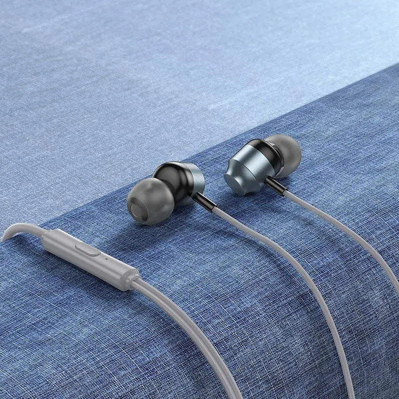 Дротові наушники Hoco M122 Power metal universal earphones with microphone, 3.5mm, 1.2m, metal-grey - фото 5