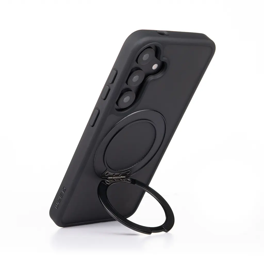 Противоударный чехол-панель для Samsung Galaxy S24 5G (SM-S921)/S25 5G, Unit Stand2, черный, силикон + поликарбонат, защита всего корпуса, с подставкой, поддержка магнитных держателей и беспроводной зарядки (MagSafe), ArmorStandart (ARM89559) - фото 5