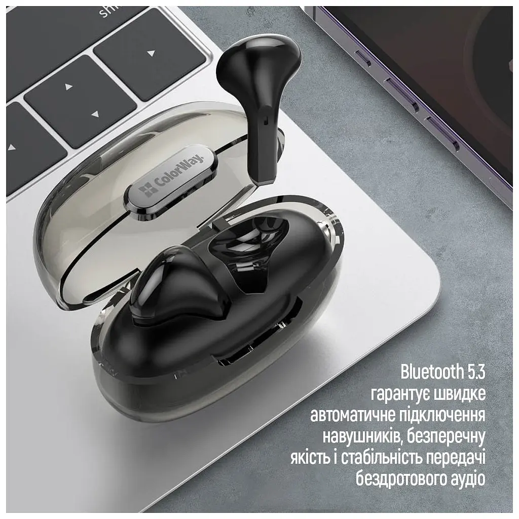 Навушники ColorWay Slim TWS-2 Earbuds Black (CW-TWS2BK) - фото 10