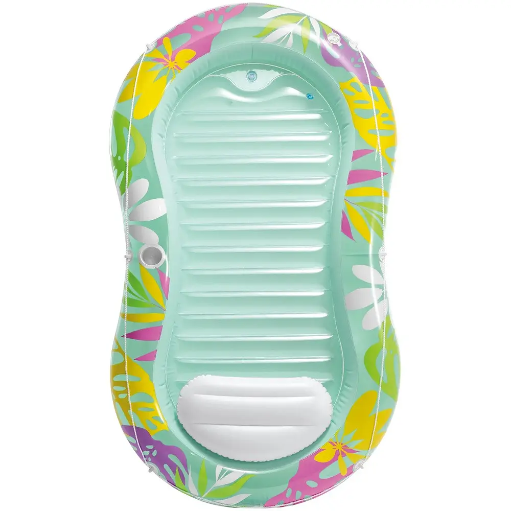 Надувний шезлонг-матрац Intex Tropical Oasis для плавання 196×112×23 см, з підголовником, тросовий леєр, підстаканник, до 100 кг - фото 2