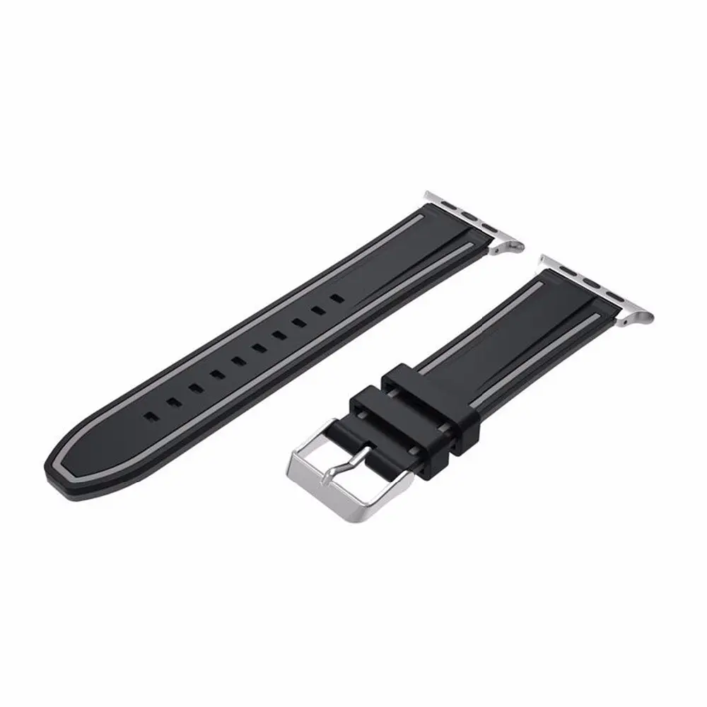 Силіконовий ремінець Primo Color Strip для Apple Watch 38 мм, 40 мм, 41 мм Black Grey - фото 2