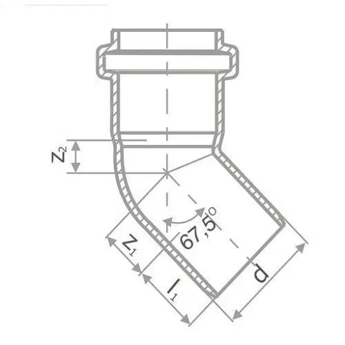 Колено канализационное бесшумное Pestan S-Line ⌀ 50 мм 67,5º 30412 - фото 2
