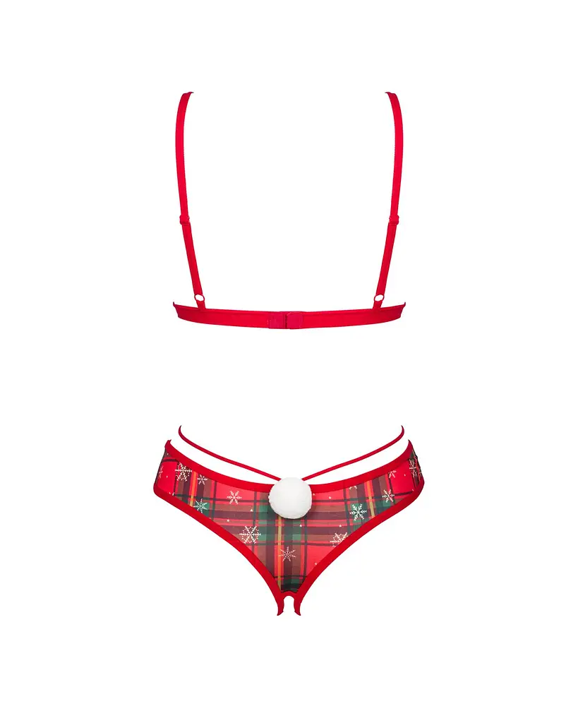 Комплект Obsessive Ms Merrilo 2-pcs set, XS/S, м’який бюстгальтер та трусики з доступом і з помпоном - фото 4