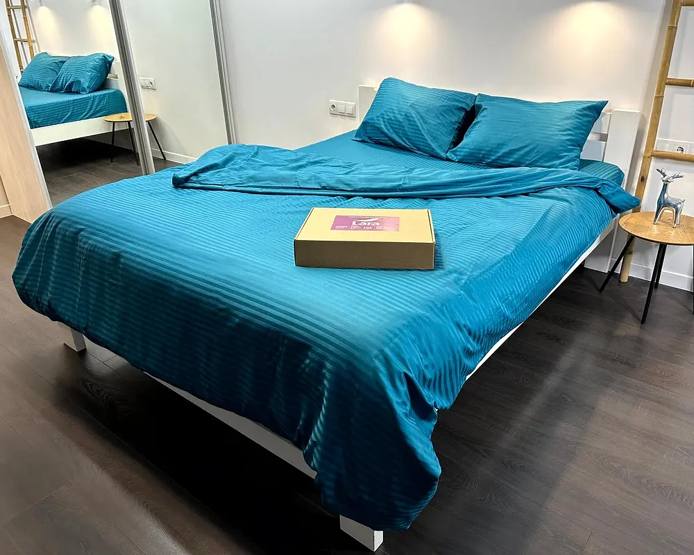 Постільна білизна LARA сатин-страйп LUX turquoise d13227е євро - фото 3