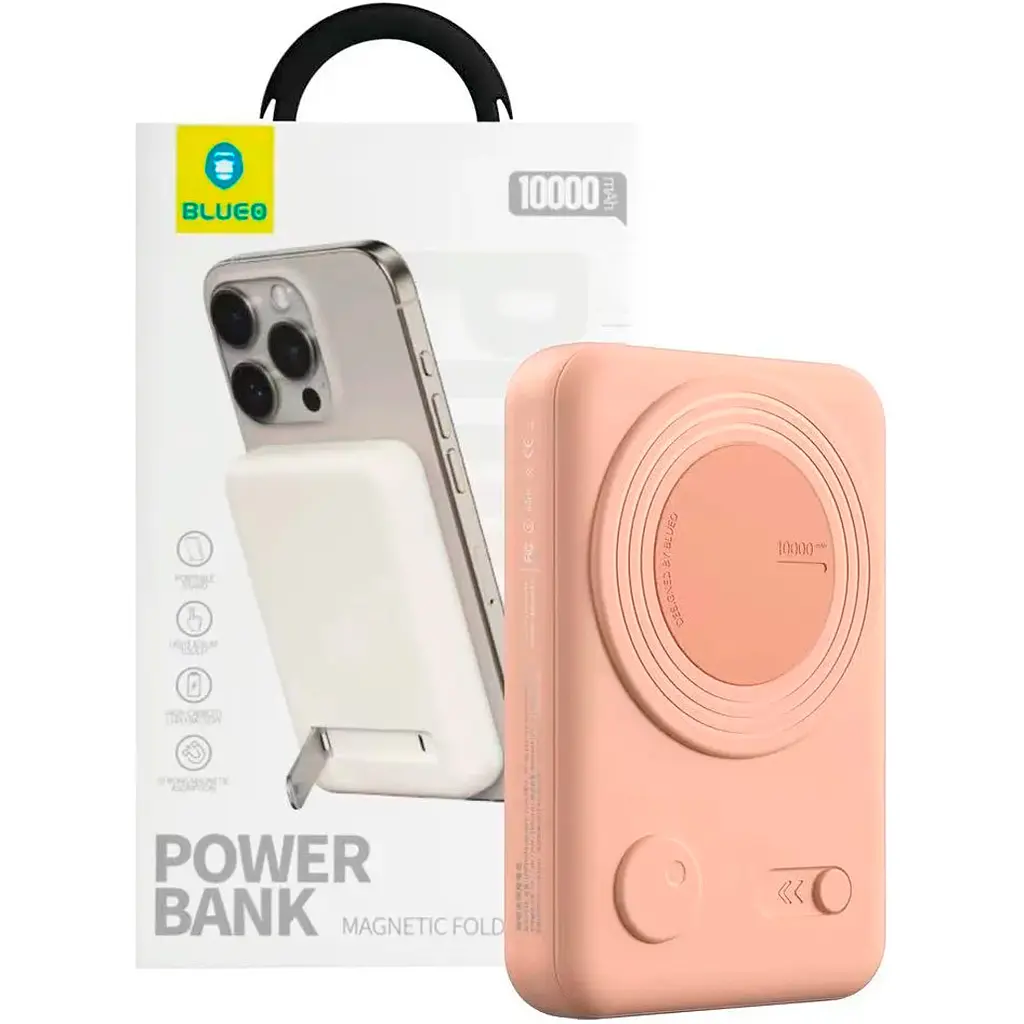 Зовнішній акумулятор Blueo Magnetic Wireless Power Bank With Stand 20W 10000mAh Pink (P010PNKS) [105995] - фото 3